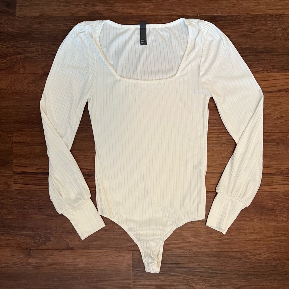 Women's White Long Sleeve Bodysuit